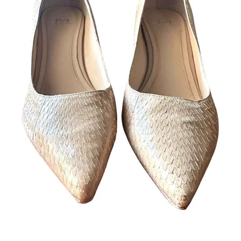 MARC FISHER LTD Zala Snake Print Pointed Toe‎ Heel Beige Sz 9